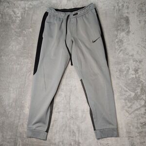 Nike Sweatpants Mens Medium Gray Therma-Fit Drawstring Stretch Fleece Athleisure